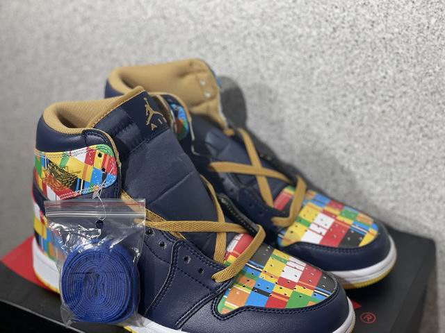 Air Jordan 1 Men's Basketball Shoes Navy Mix Colors-52